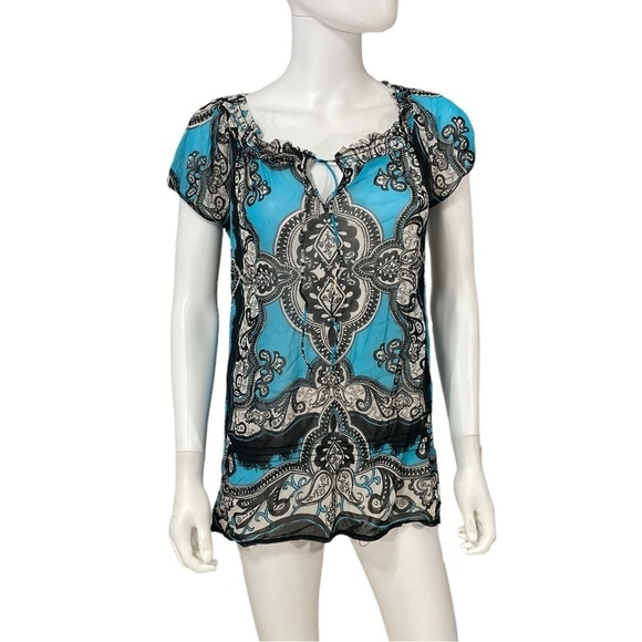 INC International Concepts Short Sleeve Mesh Top - Picture 1 of 7